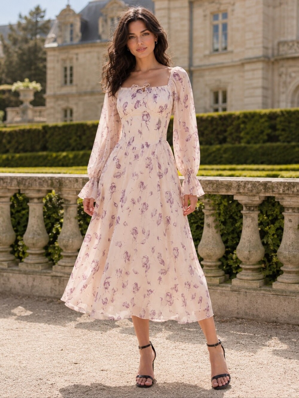 Lichi Floral Corset Midi Dress S